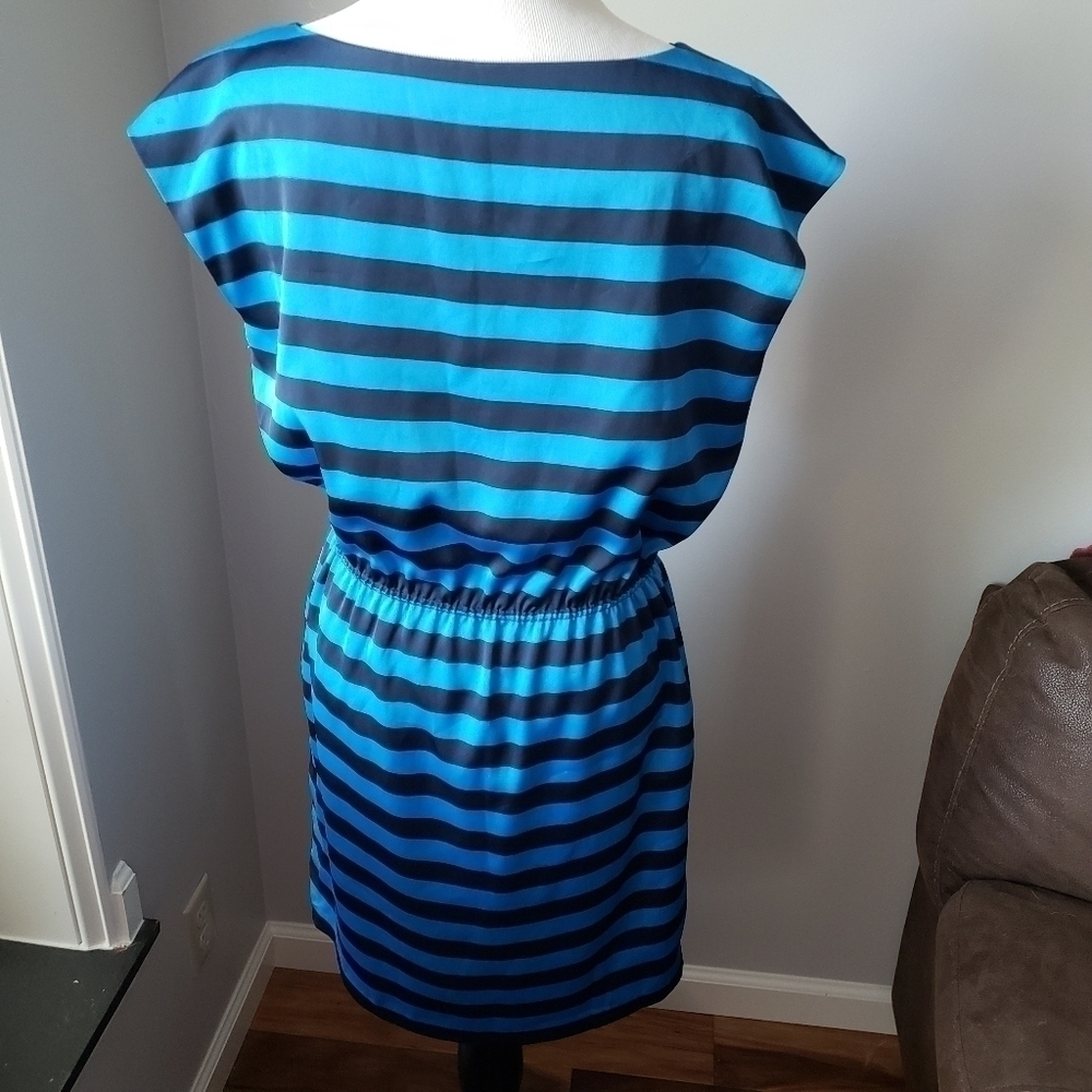 Vince Camuto Blue Stripe Dress Size 10 - Picture 3 of 7